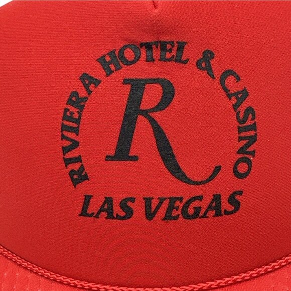 Vintage Riviera Hotel & Casino Las Vegas Trucker Hat Red Foam Mesh Snapback Cap - Picture 12 of 13